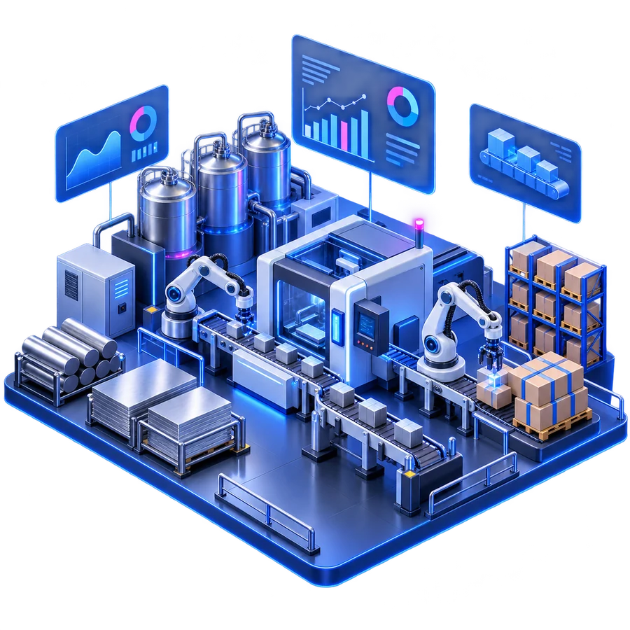 3D smart manufacturing and production scene