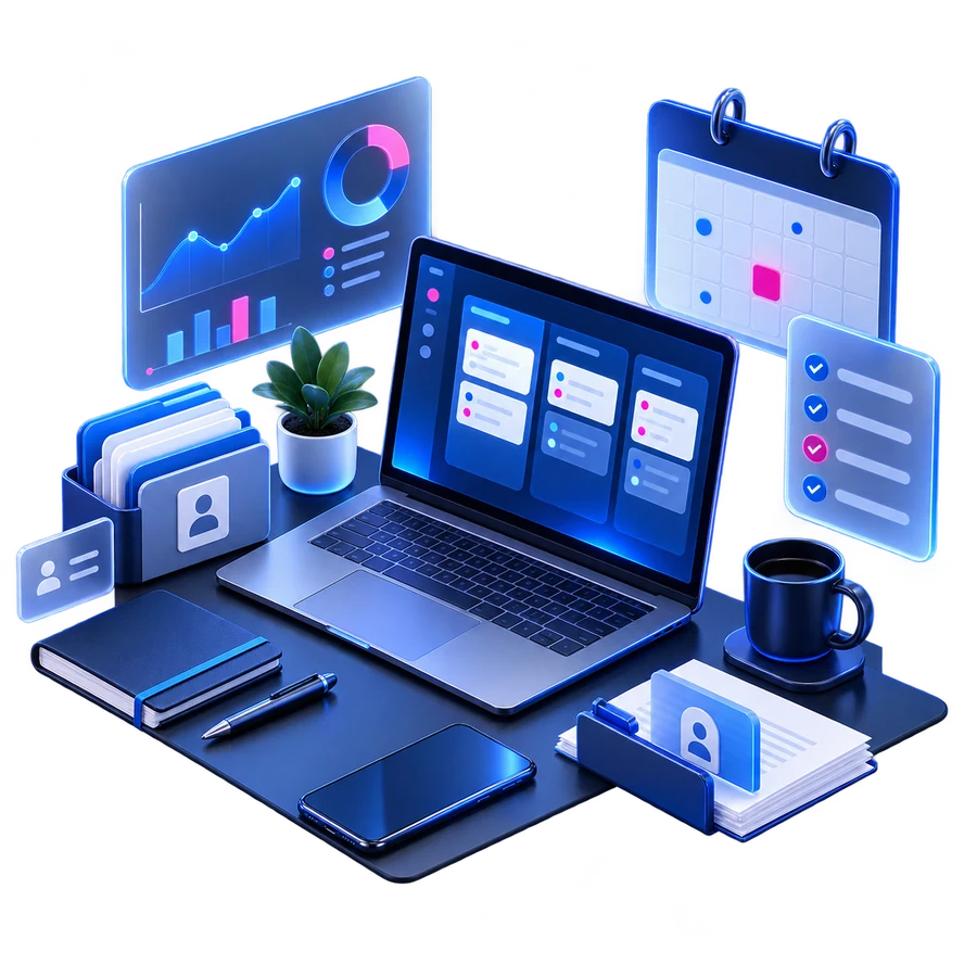 3D professional services workspace scene